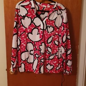 Navy Red White 4 Button Elastic Bottom Tunic